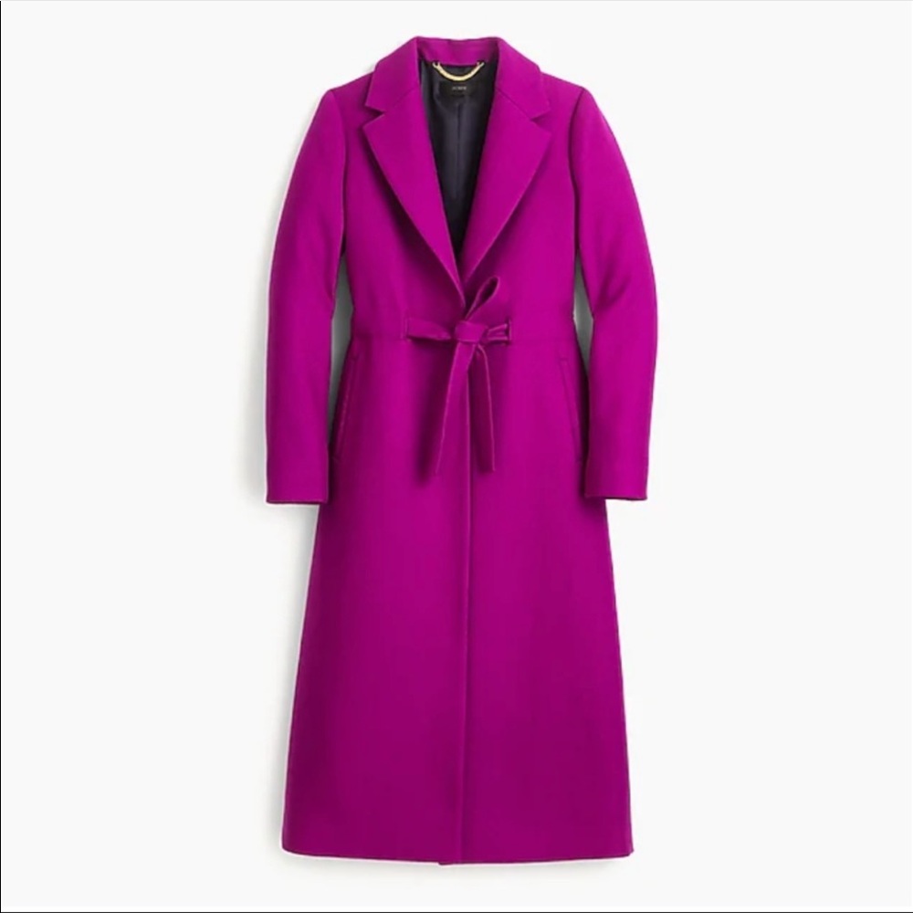 J Crew Tie waist Serge Wool Topcoat